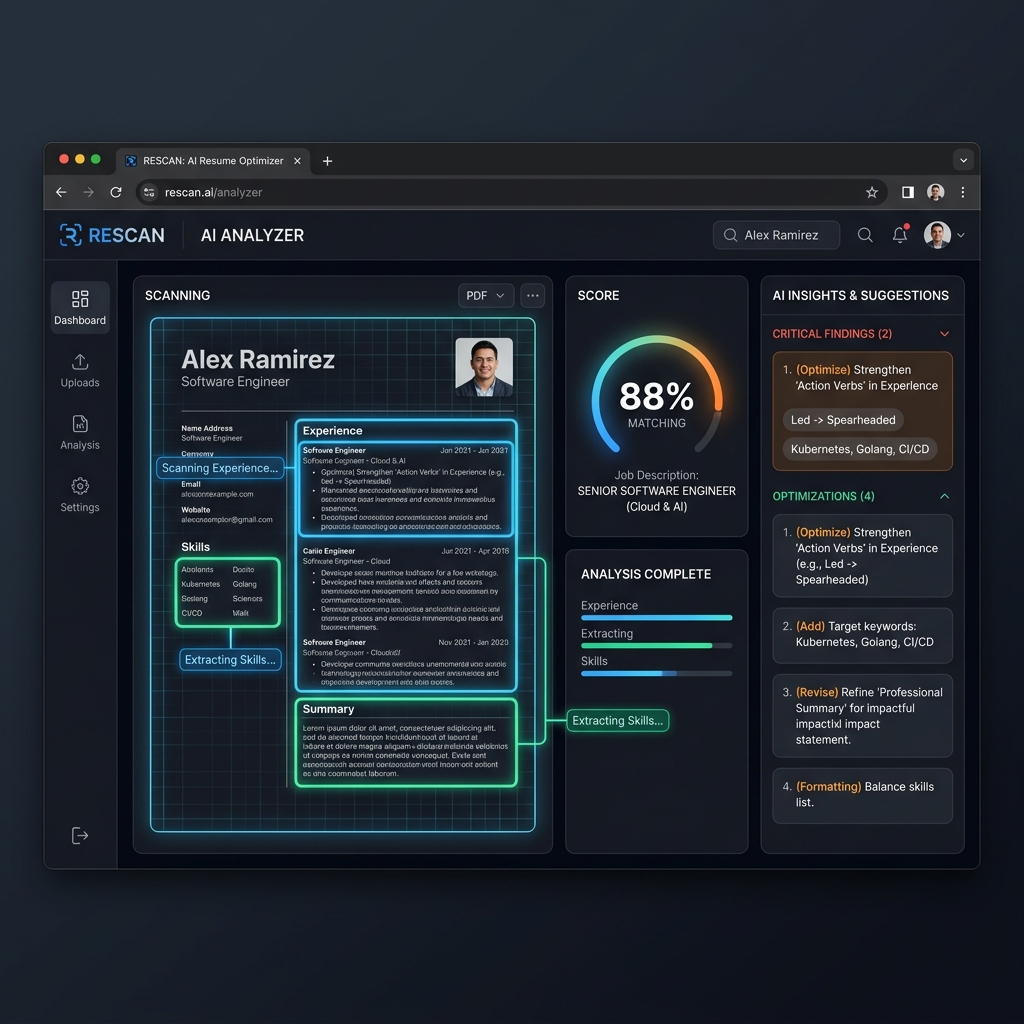 Custom software development project screenshot for AI resume analysis